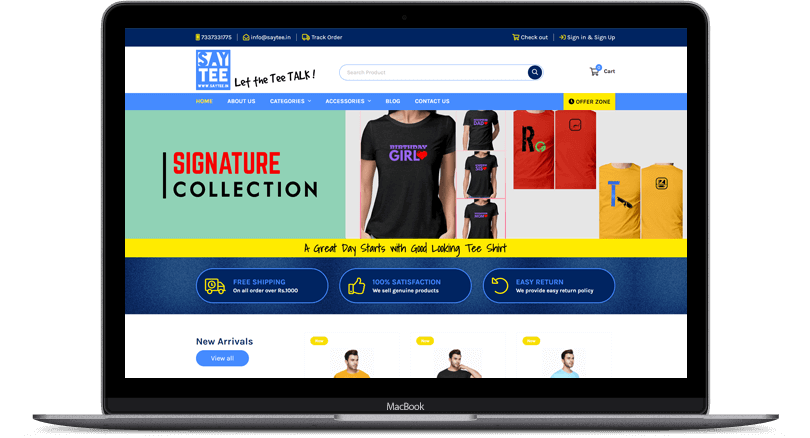 T Shirts Online Shopping Website Development Company